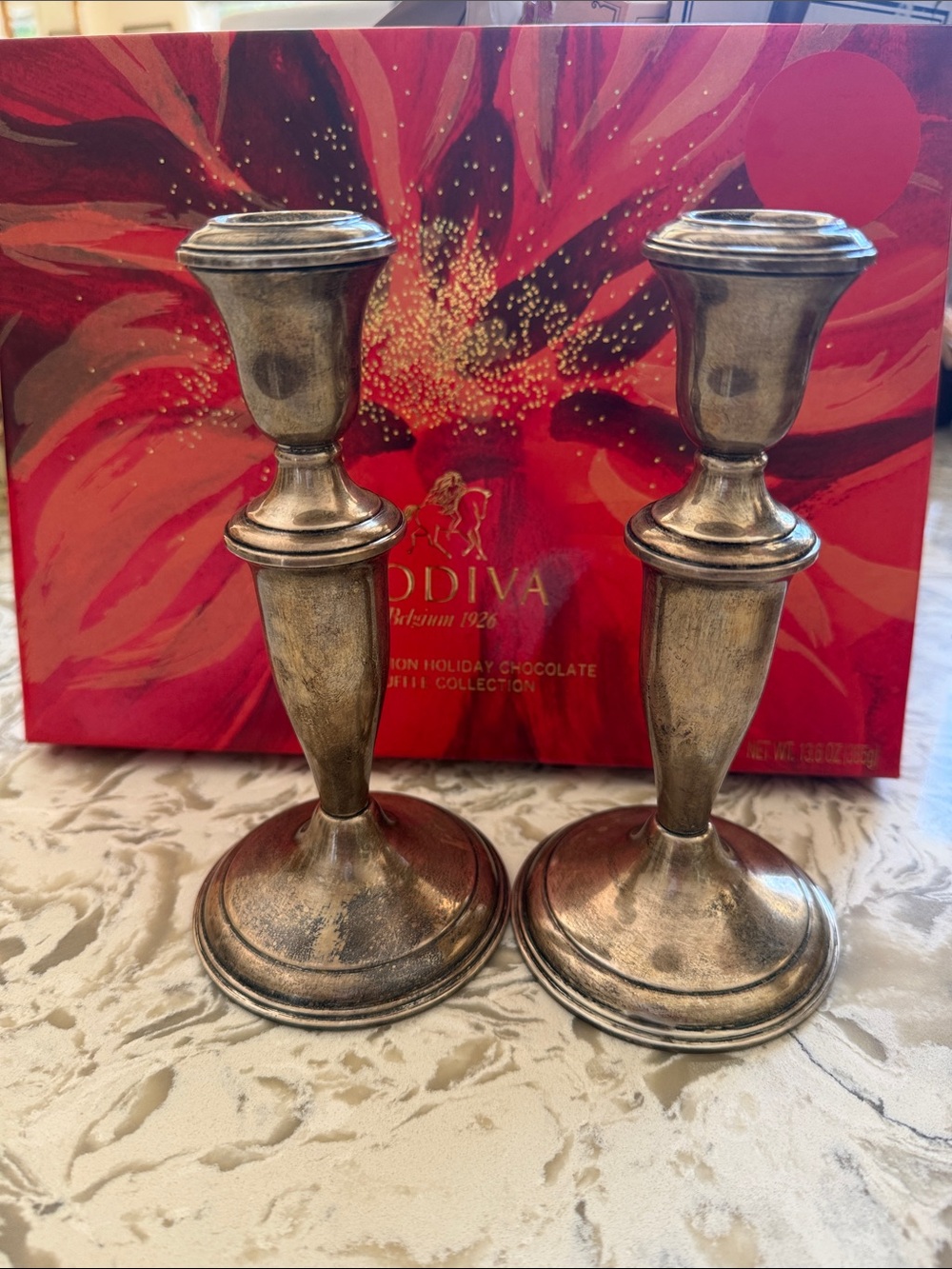 Sterling Weighted Pair of Candlesticks by AMC